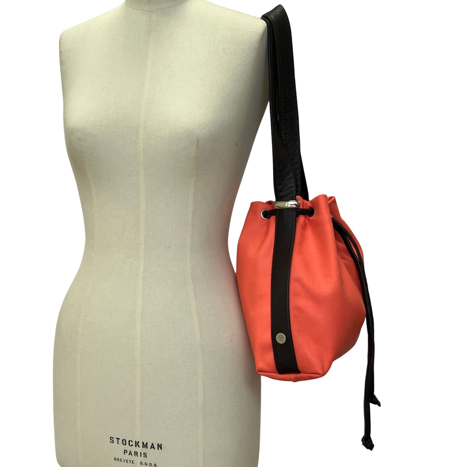 Mini Mathilde Coral (1) Mini Mathilde Backpack shoulder bag in softee leather coral with brown trim by Owen Barry