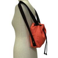 Mini Mathilde Coral (2) Mini Mathilde Backpack shoulder bag in softee leather coral with brown trim by Owen Barry