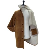 Sheepskin Coat Oliver in Brandy Cream Wool by Owen Barry