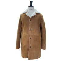 Sheepskin Coat Oliver in Brandy Cream Wool by Owen Barry
