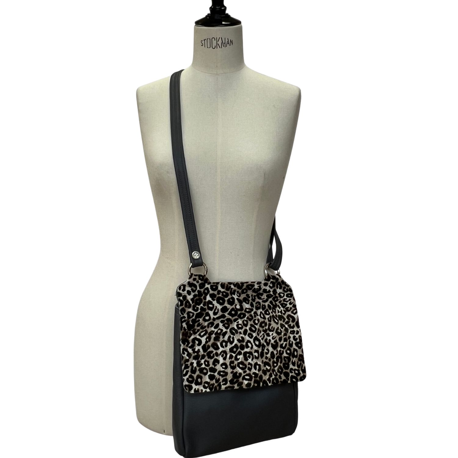 Otto Oncilla on Gunmetal (3) cowhide and Leather crossbody bag Oncilla on Gunmetal Grey by Owen Barry