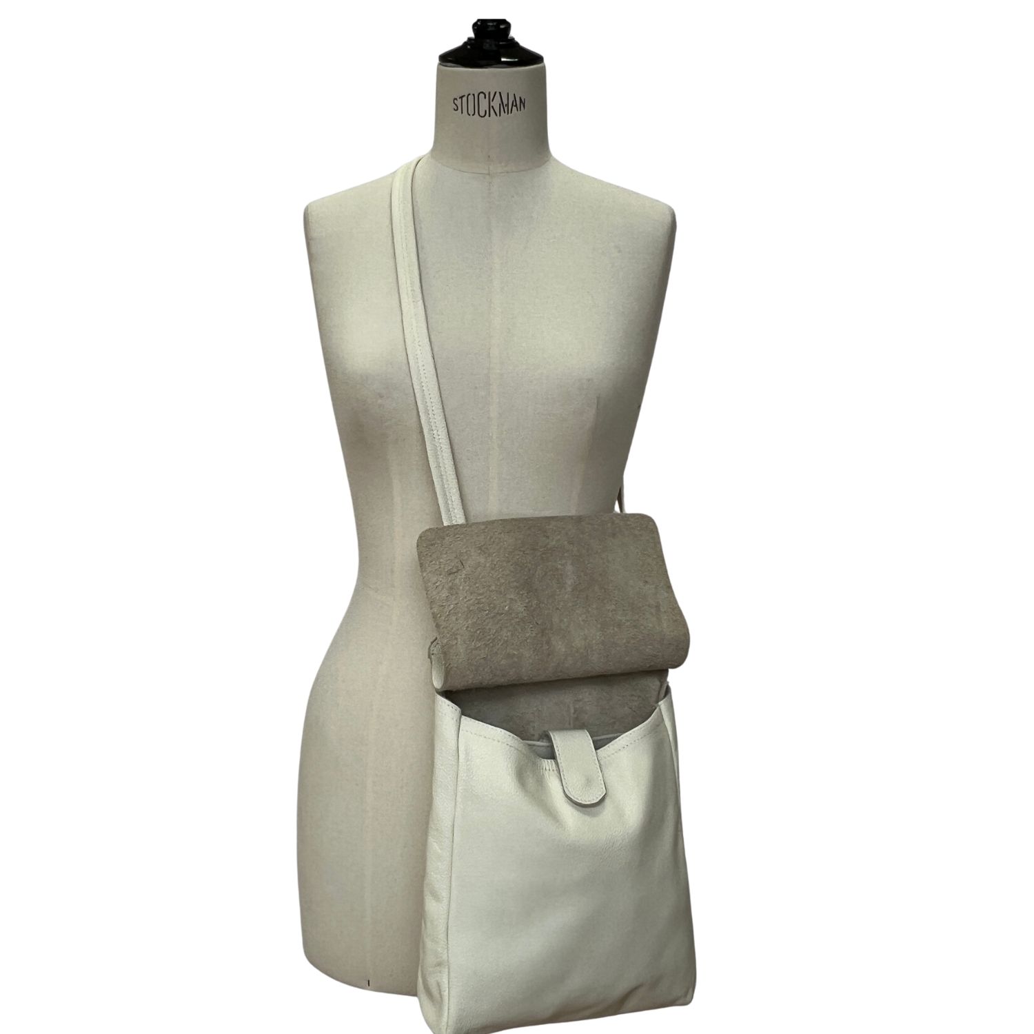 Otto Polar White (6) Crossbody leather bag Otto in Polar white by Owen Barry