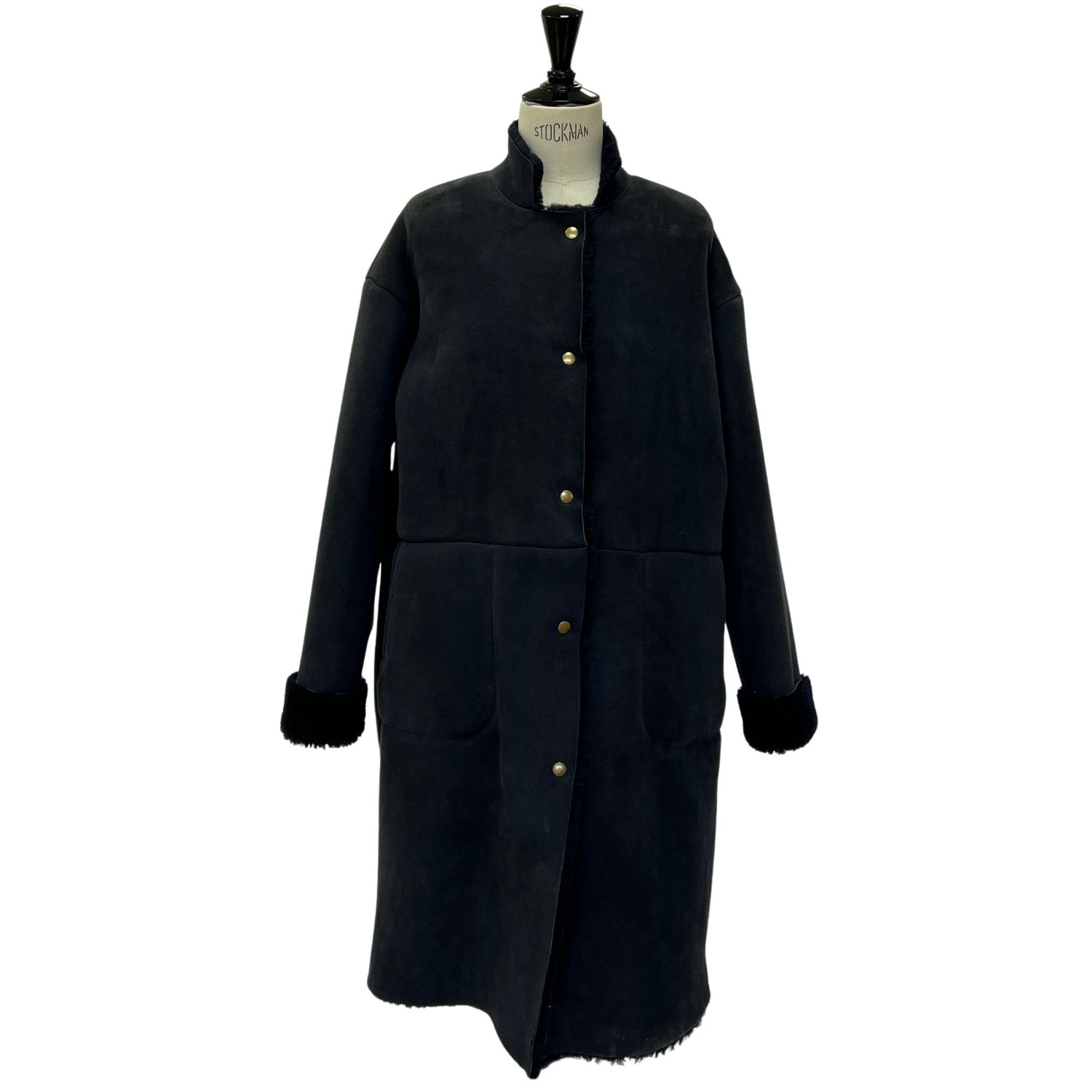 SHEEPSKIN COAT ELORA NAVY CURLY (3) Sheepskin Full Length Coat Navy Elora by Owen Barry