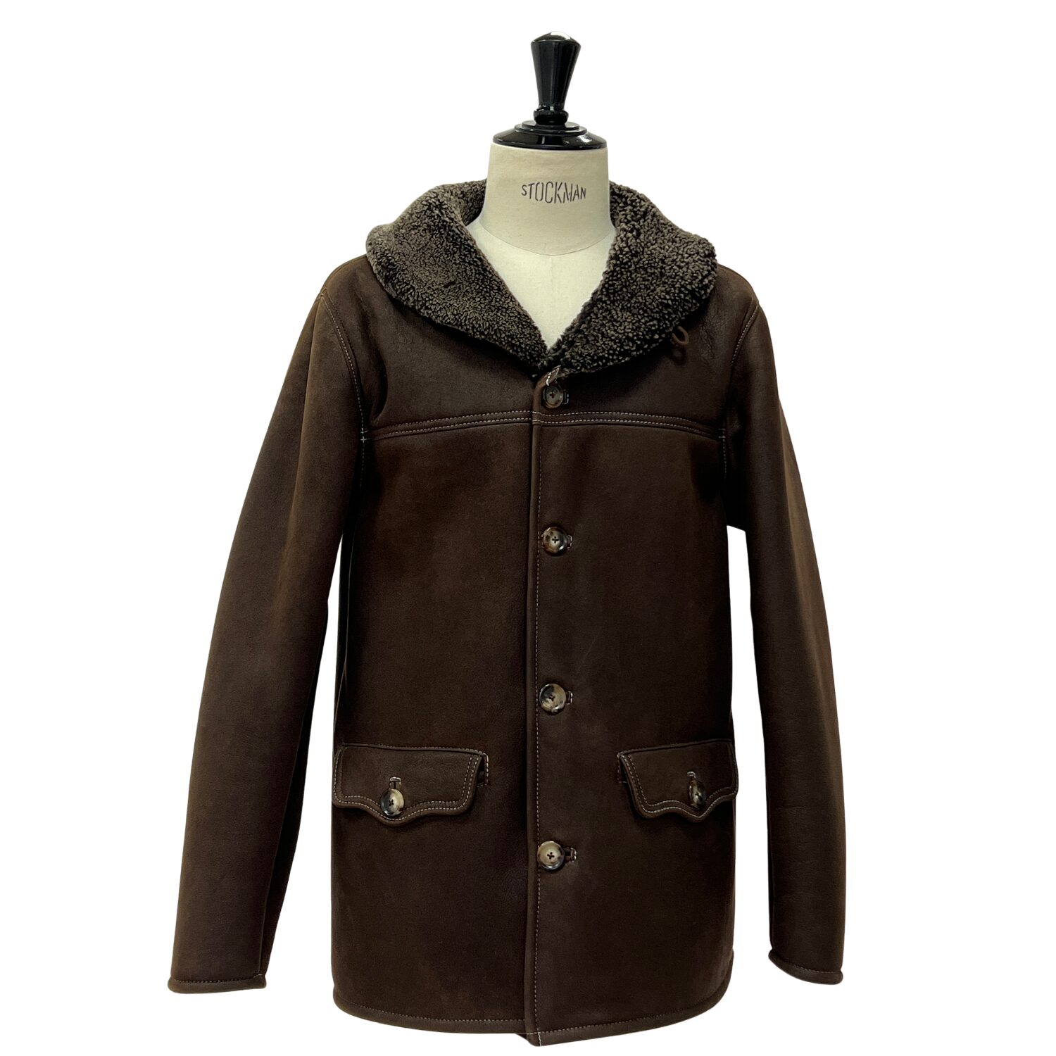 Sheepskin Coat style Hugo in Hurricane Brown by Owen Barry