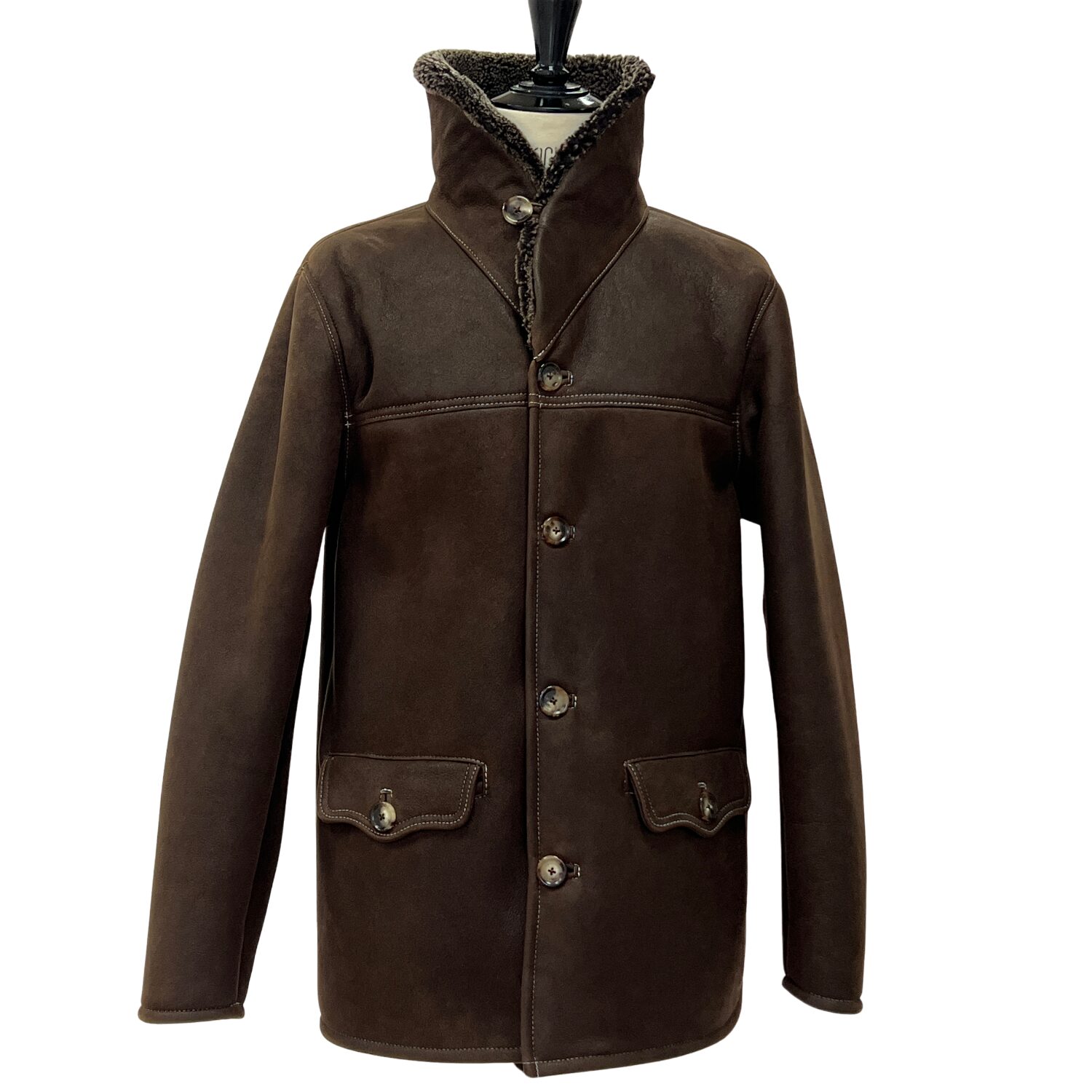 Sheepskin Coat style Hugo in Hurricane Brown by Owen Barry