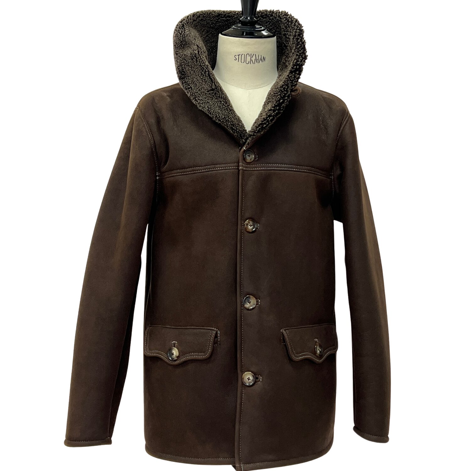 Sheepskin Coat style Hugo in Hurricane Brown by Owen Barry