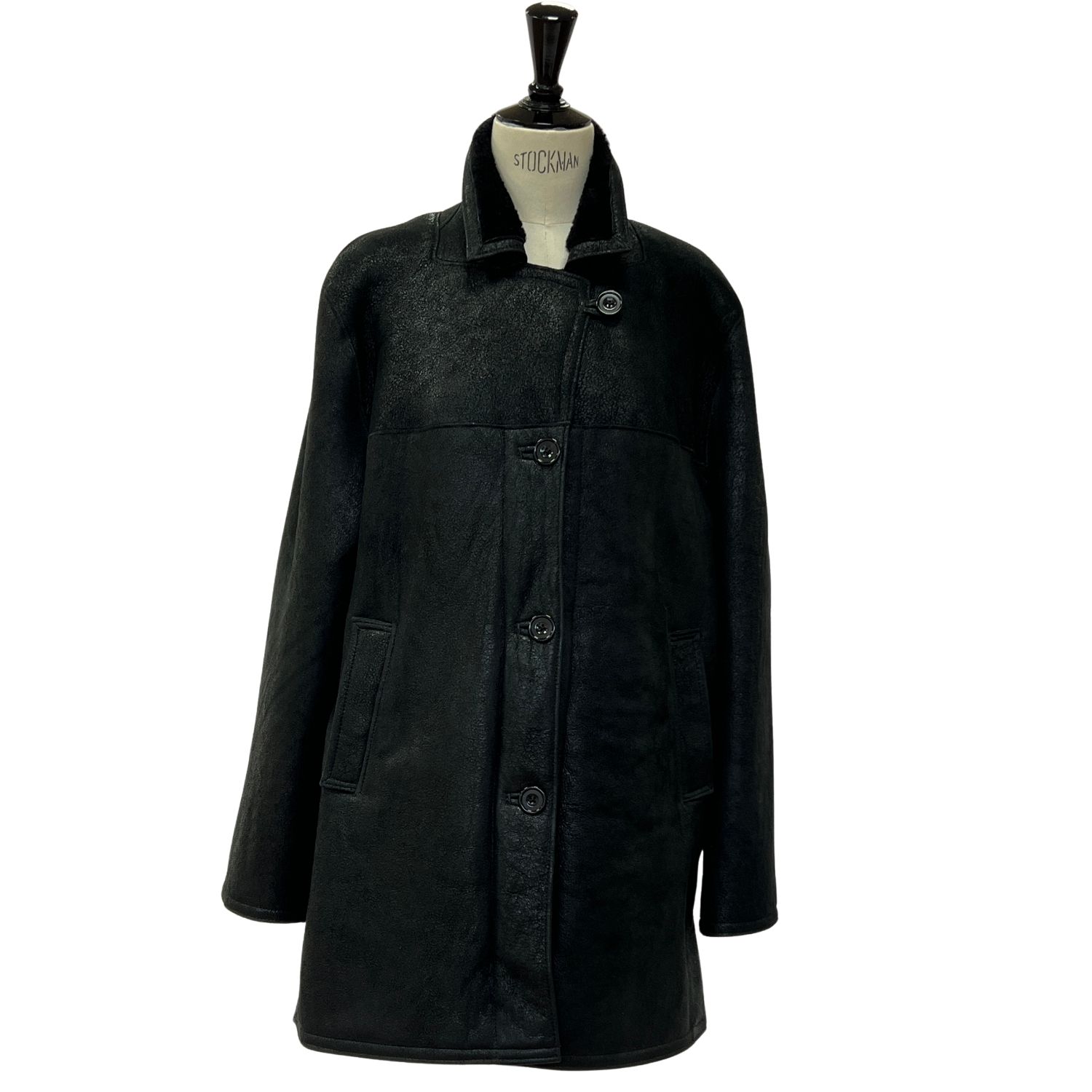SHEEPSKIN JACKET MAGGIE OVERSIZE BLACK VINTAGE (3) Sheepskin Jacket Maggie in Vintage Black by Owen Barry