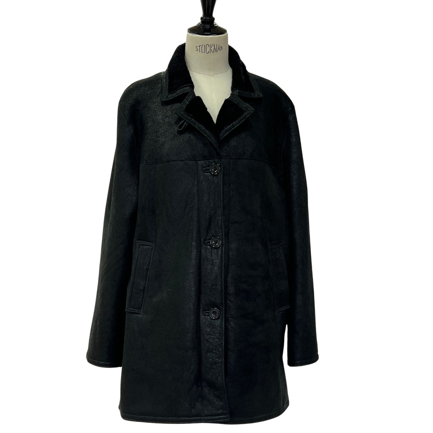 SHEEPSKIN JACKET MAGGIE OVERSIZE BLACK VINTAGE (4) Sheepskin Jacket Maggie in Vintage Black by Owen Barry