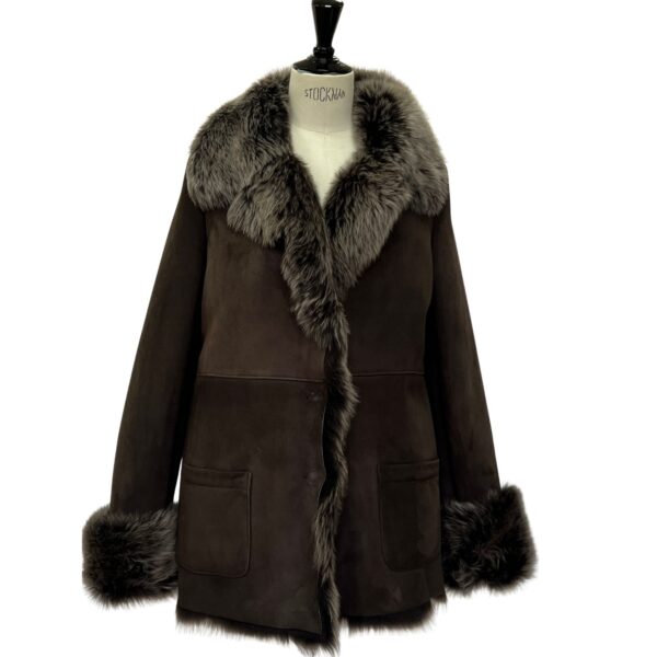 Sheepskin Toscana Jacket Regan in Ebony Brown Brisa by Owen Barry