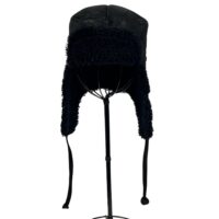 SHEEPSKIN TIE TRAPPER HAT GARTH BLACK VINTAGE (1) SHEEPSKIN TIE TRAPPER HAT GARTH BLACK VINTAGE