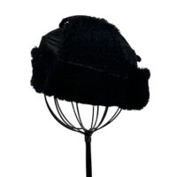 SHEEPSKIN TIE TRAPPER HAT GARTH BLACK VINTAGE (2) SHEEPSKIN TIE TRAPPER HAT GARTH BLACK VINTAGE