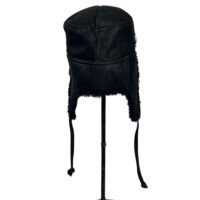 SHEEPSKIN TIE TRAPPER HAT GARTH BLACK VINTAGE (4) SHEEPSKIN TIE TRAPPER HAT GARTH BLACK VINTAGE