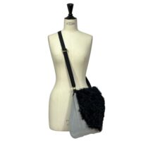 SUEDE CROSSBODY BAG DRAWSTRING SILVERGREY BLK (1) SUEDE CROSSBODY BAG DRAWSTRING SILVERGREY BLK