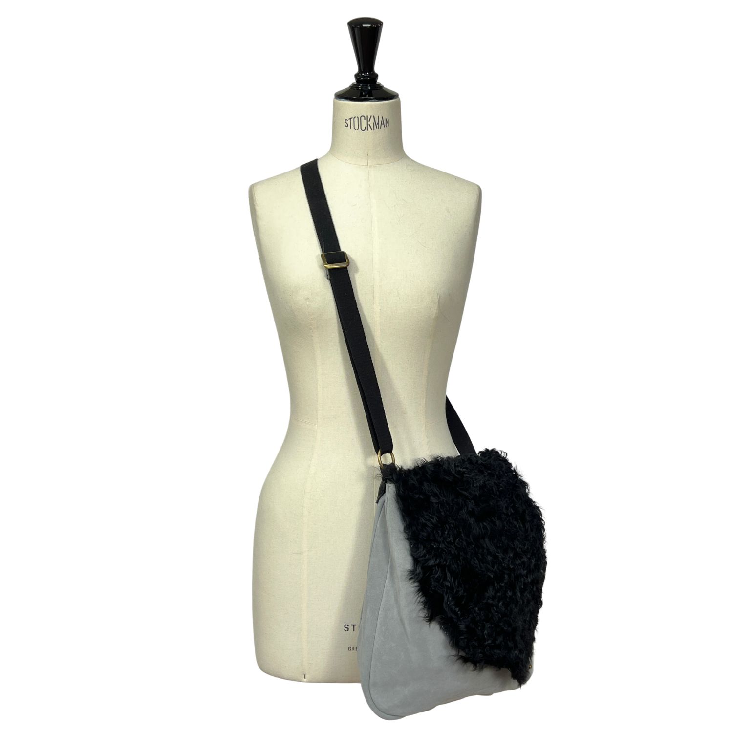 SUEDE CROSSBODY BAG DRAWSTRING SILVERGREY BLK (1) SUEDE CROSSBODY BAG DRAWSTRING SILVERGREY BLK