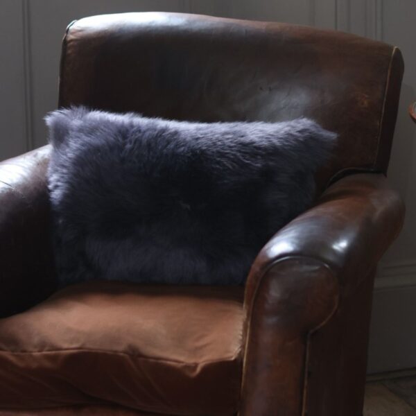 Cushion Sheepskin Lumbar Gunmetal Grey 50x30cm