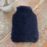Sheepskin micro hot water bottle navy curly Sheepskin micro hot water bottle navy curly