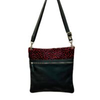Steveie Chilli drop on Black (2) Cowhide leather crossbody bag Stevie in Chilli drop on Black by Owen Barry
