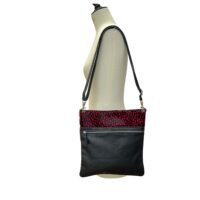 Steveie Chilli drop on Black (3) Cowhide leather crossbody bag Stevie in Chilli drop on Black by Owen Barry