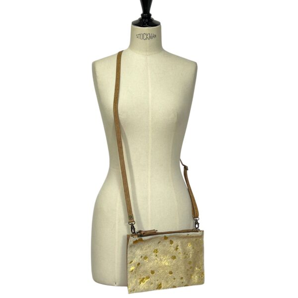 Cowhide Leather Crossbody bag Gold Acido by Owen Barry