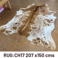 ch017 207 x150 (3) Cowhide Rug Tan and White CH017