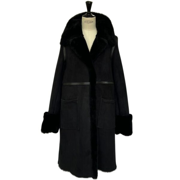 Sheepskin Full Length Coat Avery in Black by Owen Barry