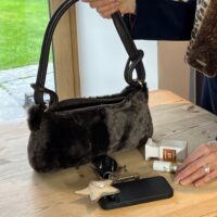 6 Devoran sheepskin zipper shoulder bag by Owen Barry in Java
