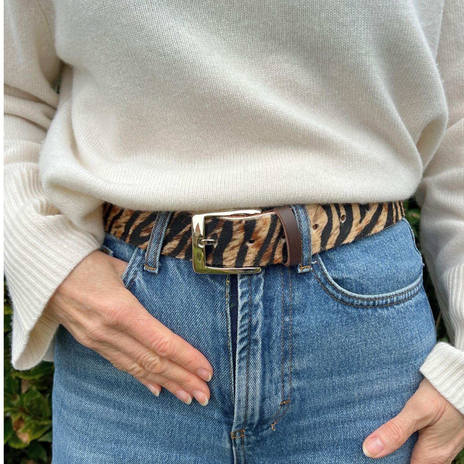 Cowhide Belt Tan Zebrini