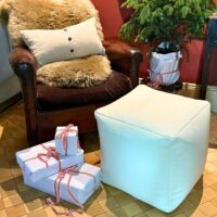 Polar white Real Leather Cubes by Owen Barry in Milky Polar White Leather