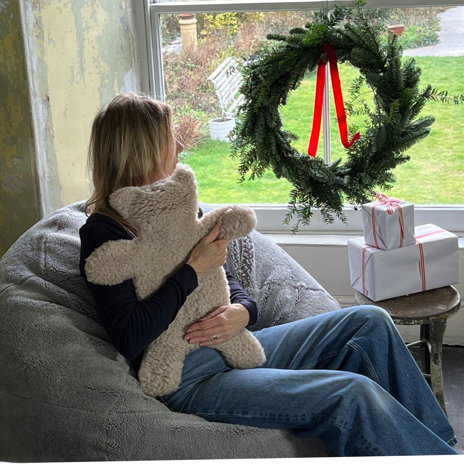 Sheepskin Flat Eric Papa Hot Water Bottle Cover Beige Fell Sheepskin Flat Eric Papa Hot Water Bottle Cover Beige