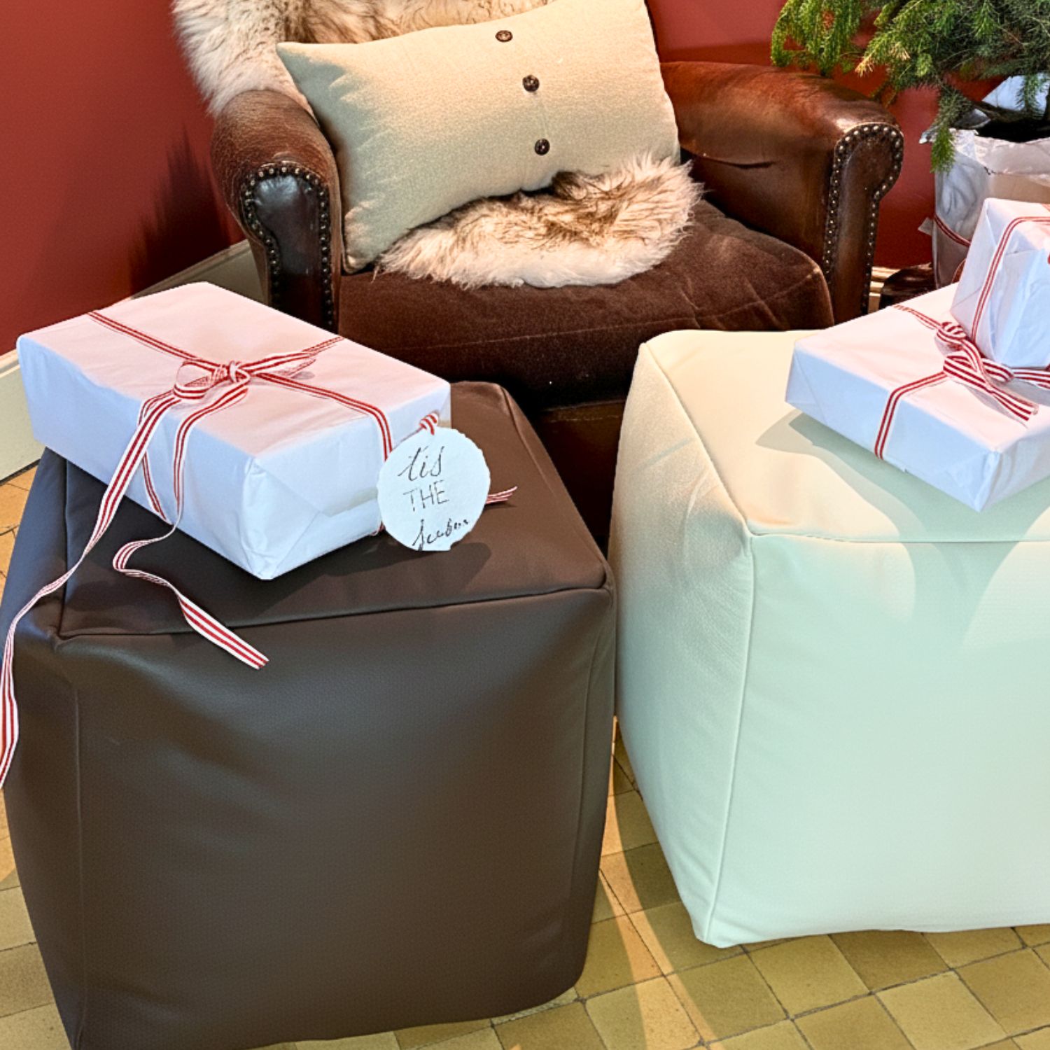 both Real Leather cube by Owen Barry - 2 colours