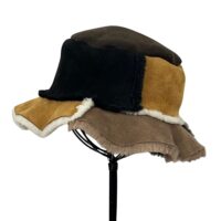 Sheepskin Patchwork Bucket, multi neutral