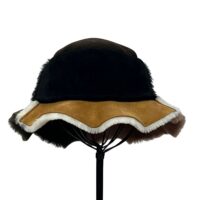 Sheepskin Patchwork Bucket, multi neutral