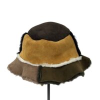 Sheepskin Patchwork Bucket, multi neutral