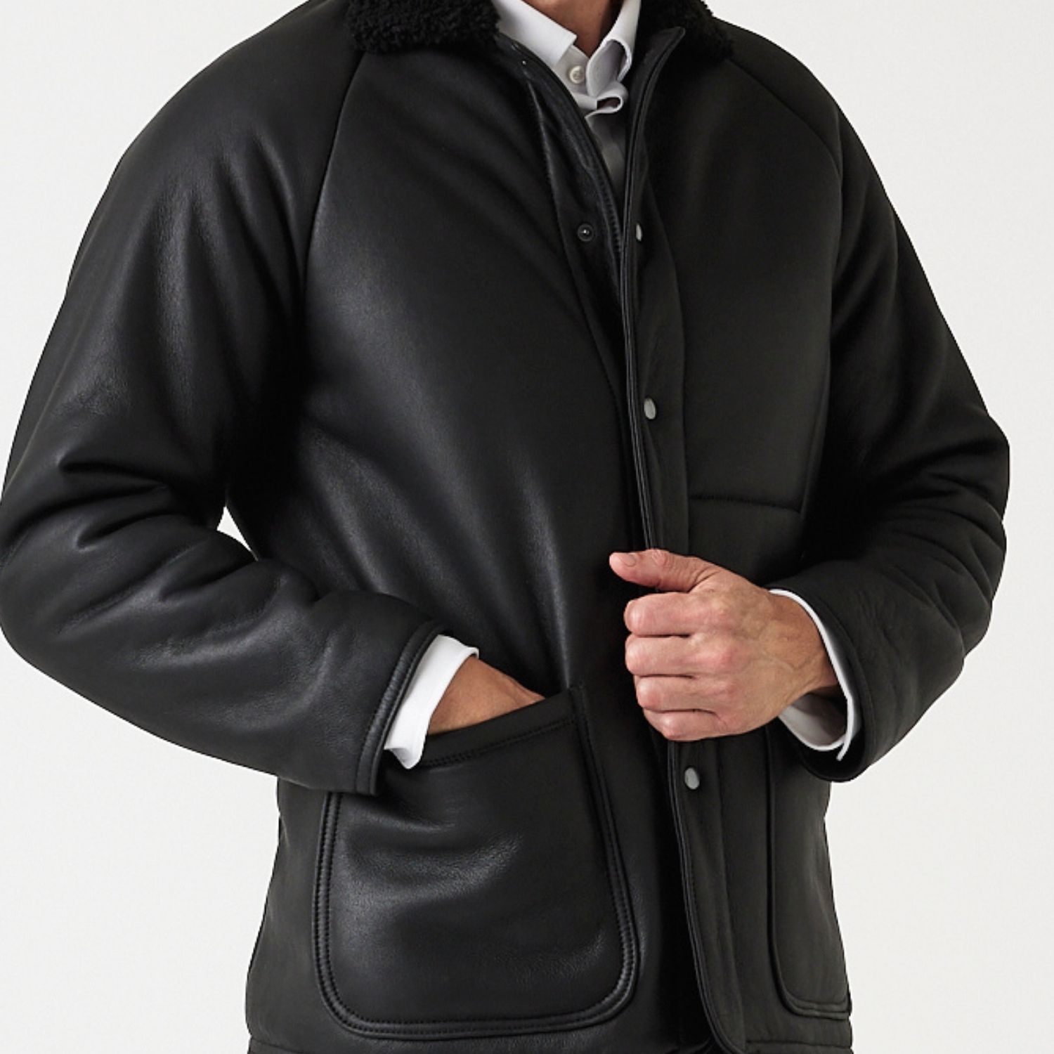 Sheepskin Jacket Black Napalan Curly Fletcher