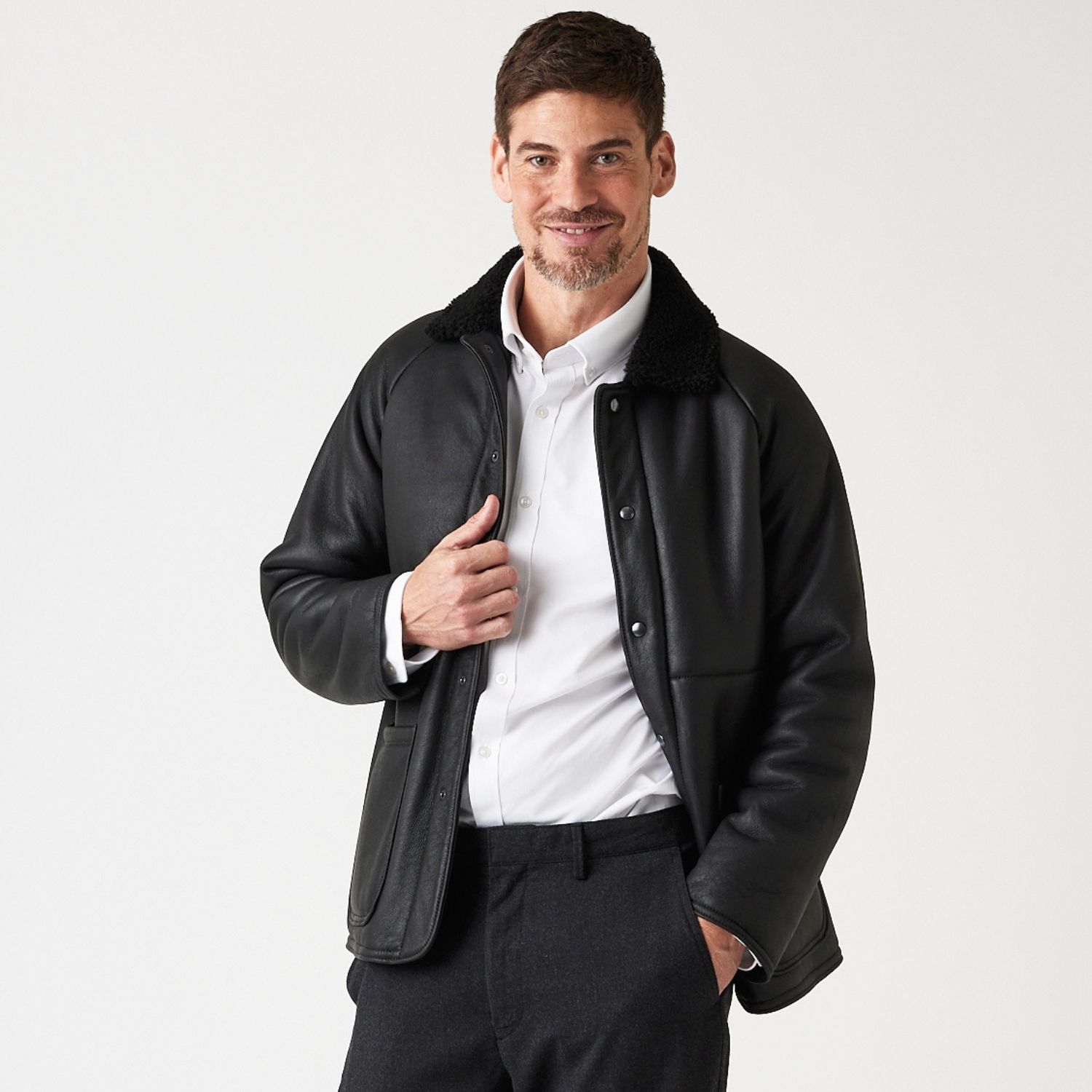 Sheepskin Jacket Black Napalan Curly Fletcher