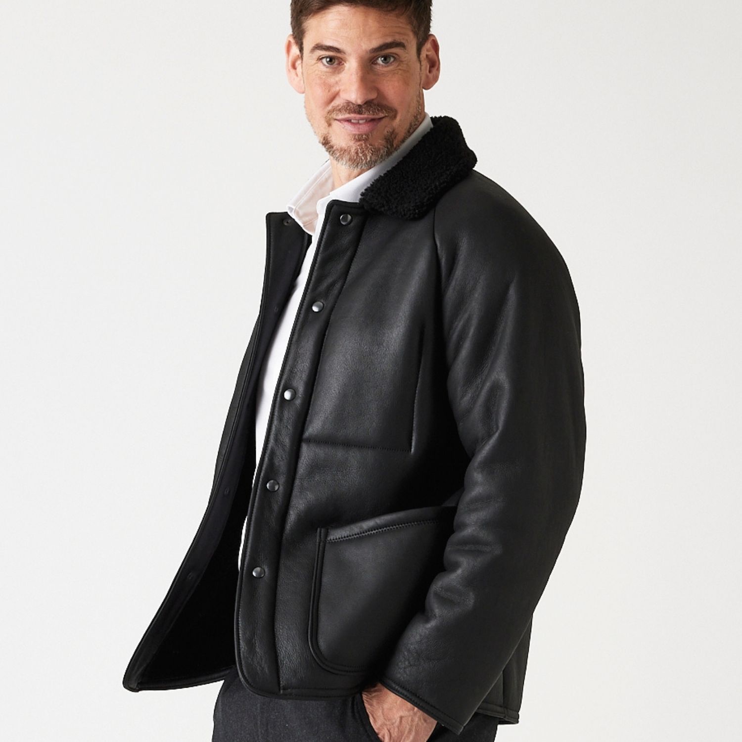 Sheepskin Jacket Black Napalan Curly Fletcher