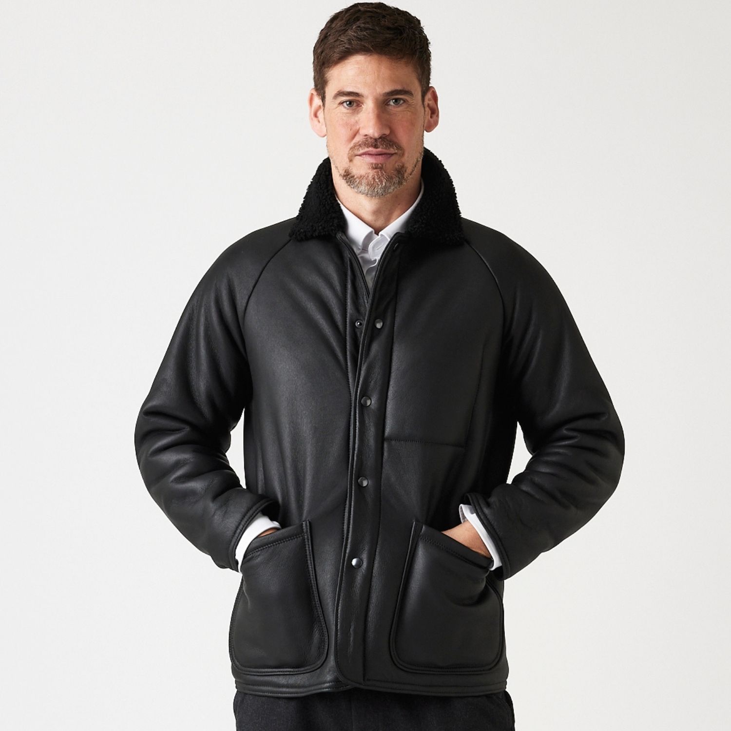 Sheepskin Jacket Black Napalan Curly Fletcher