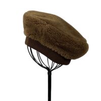 Sheepskin Wool Out Beret Curly Truffle Sheepskin Wool Out Beret Curly Truffle