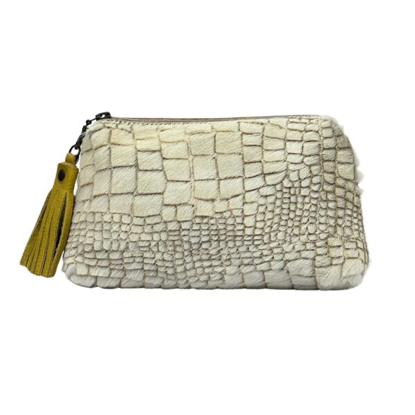 Tigres Tassle purse Ariel Cowhide on Old Gold Leather