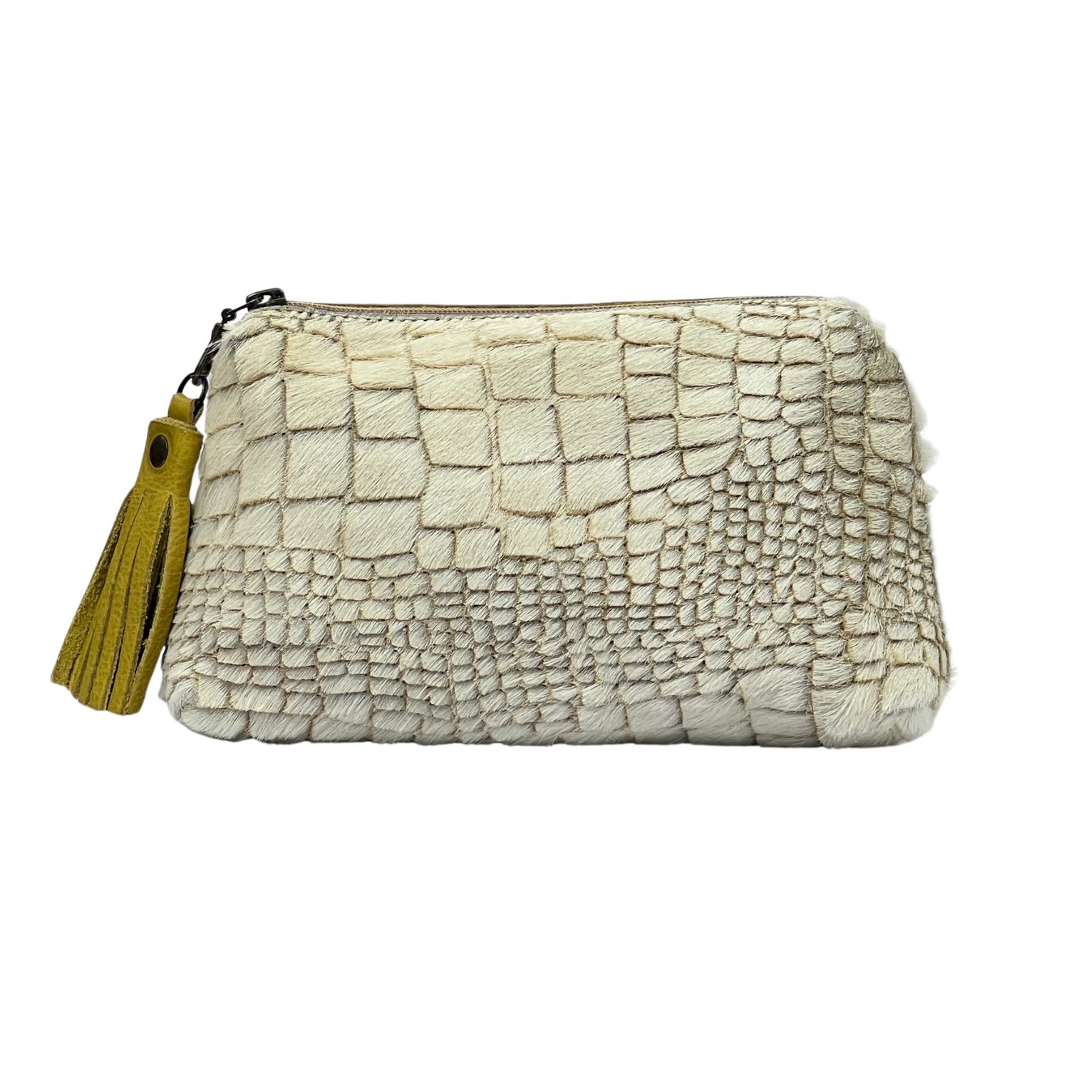 Tigres Tassle purse Ariel Cowhide on Old Gold Leather