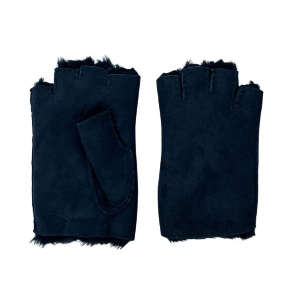 Fingerless womens Navy Sueded Ironed