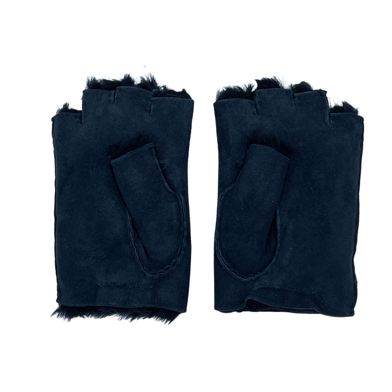 Fingerless womens Navy Sueded Ironed