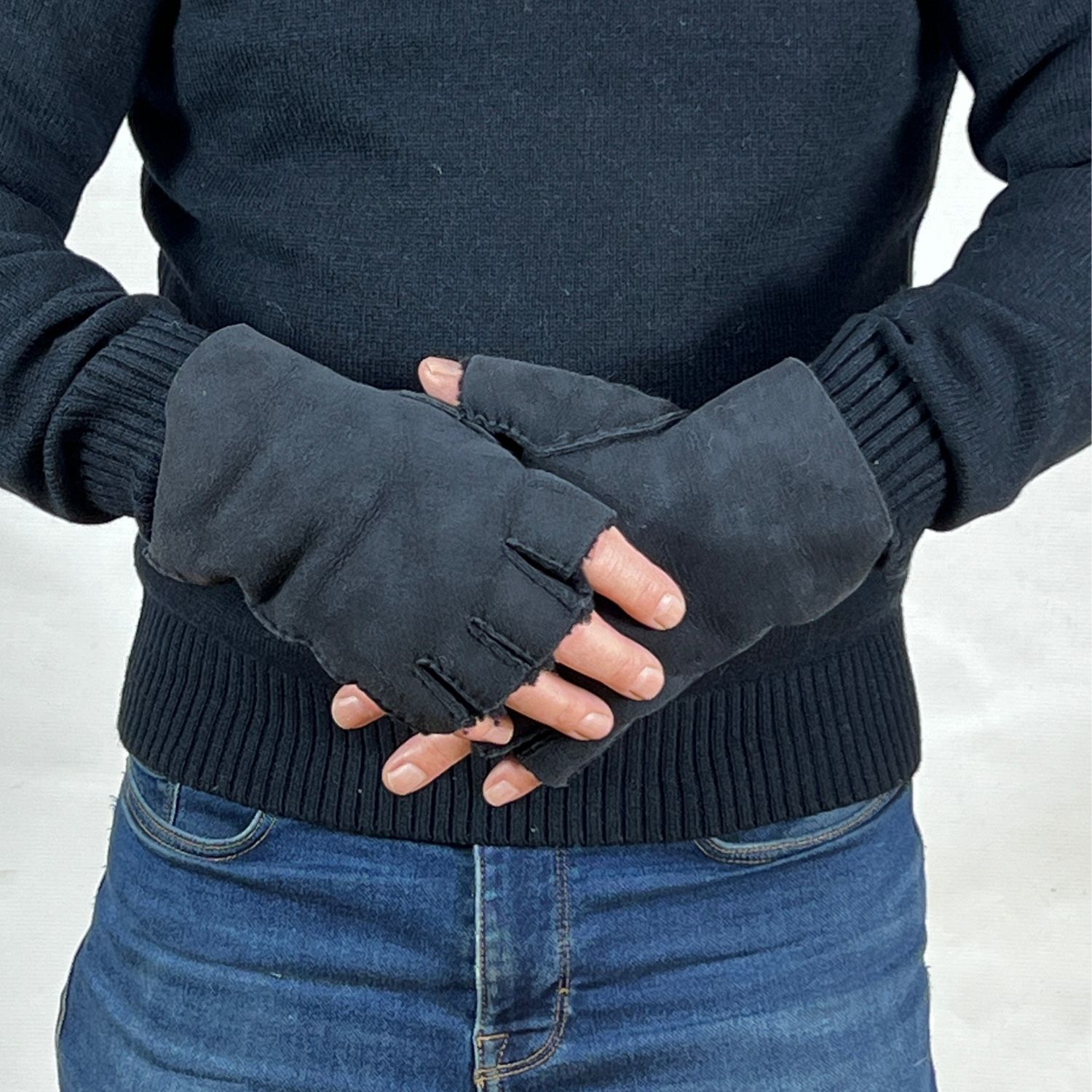 Mens Fingerless Glove Navy