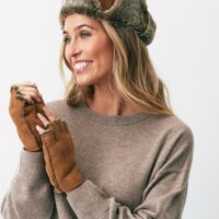 Sheepskin Fingerless Gloves Ottoman Tan (1) Sheepskin Fingerless Gloves Ottoman Tan