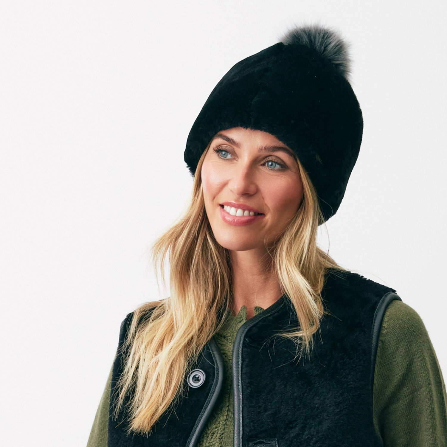 Sheepskin Black Beanie Pull On Joni (1)