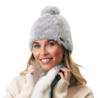 Sheepskin Joni Beanie with Pom Silvergrey