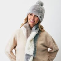 Sheepskin Joni Beanie with Pom Silvergrey