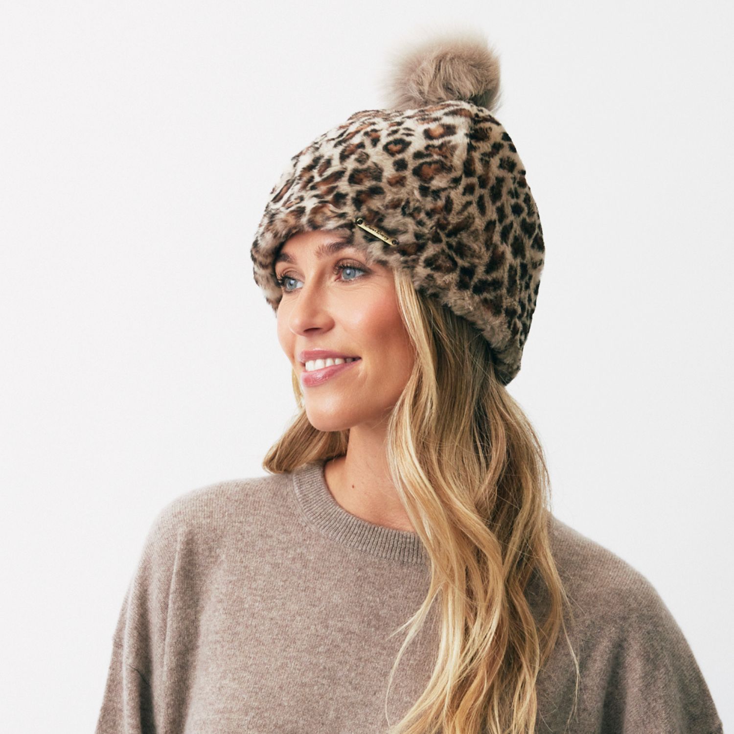 heepskin Beanie Hat Leopard Print - Joni