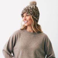 heepskin Beanie Hat Leopard Print - Joni