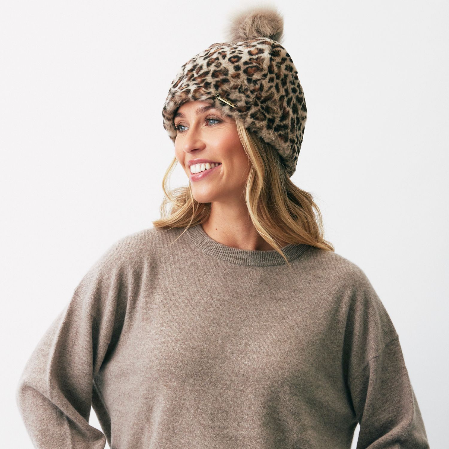 heepskin Beanie Hat Leopard Print - Joni